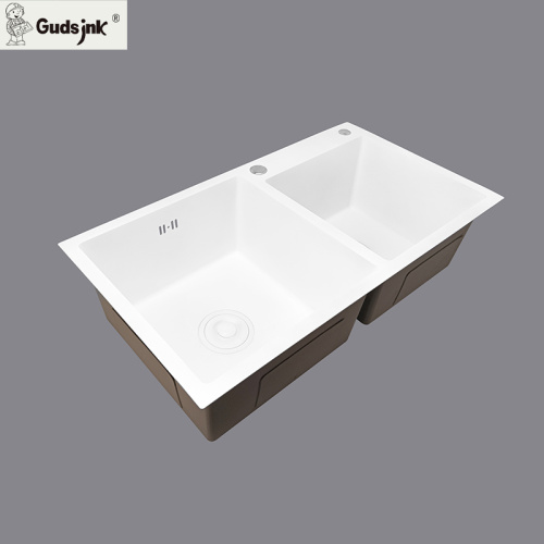 White Double Bowl Top-mount Stainless Steel Kitchen Sink