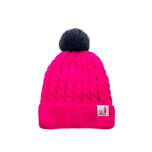 উজ্জ্বল গোলাপী কেবল বোনা পম পম কাফড বিনি