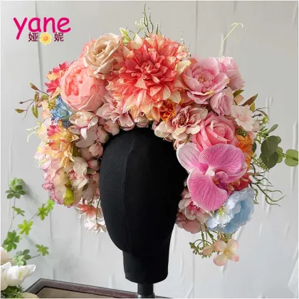 Champagne Blue Clasp Flower Headband Photo Flower Crown