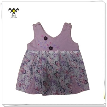 2016 summer sleeveless girls flower printing t-shirt
