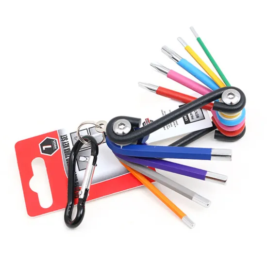 Custom Hybrid Multi-Color Folding Allen Hex Key & Torx Wrench Tool Set (9 Pcs)