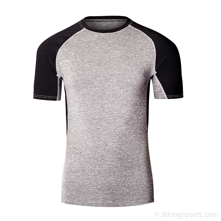T-shirt des collants sportifs secs de fitness pour hommes