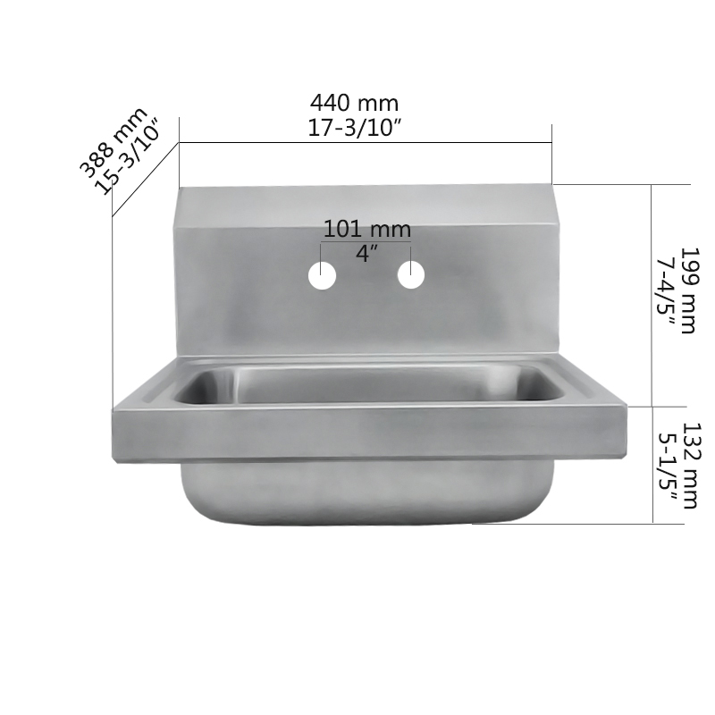 Commercial Stainless Steel Wall Mounted Hand Sink