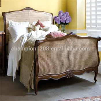 Special rattan/flechtarbeiten cherry wood double bed