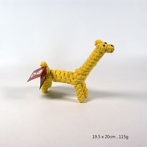キリン編まれたコットンロープの犬は、おもちゃを噛む