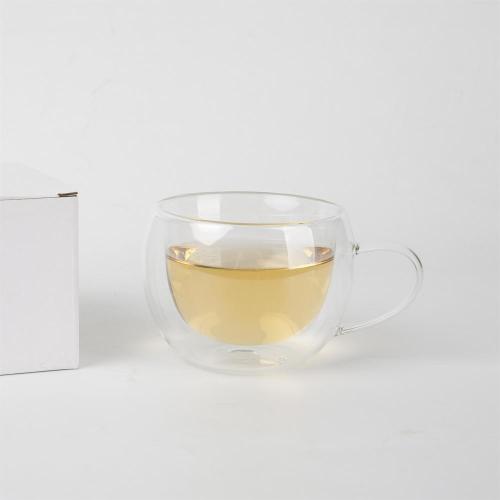 300ml Simple double-layer transparent glass egg-shaped cup