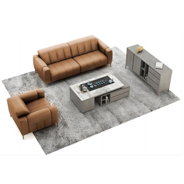 Modern Wood Frame Leather Sofa Set - Luxurious Office & Living Room Furniture