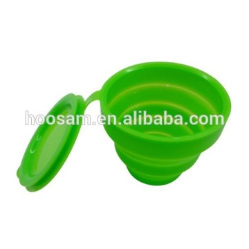 Promotional portable silicone collapsible cup with cup lid/cover