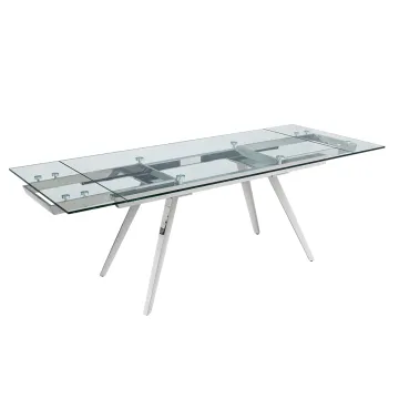 Wholesale Stainless Steel Dinner Table Clear Glass Dining Sets