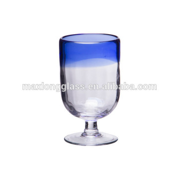 Rustic Wine glass and blue rim,440ml.
