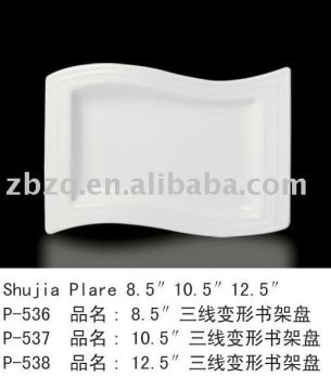 white porcelain Rectangular Rim Plate
