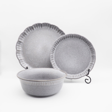 Ensemble de vaisselle en céramique vintage en relief bon marché pour décoration