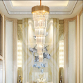 Colgante de araña led de cristal grande de lujo de villa de hotel