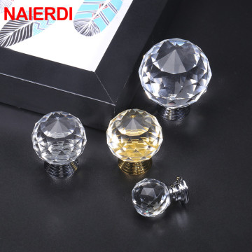 NAIERDI 20mm/30mm/40mm Round Diamond Crystal Glass Knobs Cupboard Pulls Colorful Drawer Knobs Cabinet Handles Furniture Handle