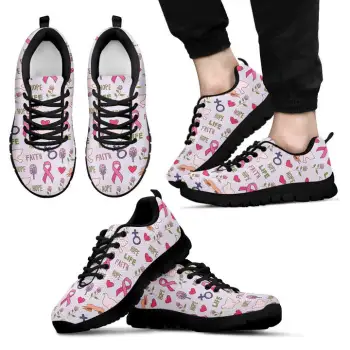 Custom Pink Ribbon Breast Cancer Awareness Sneakers - Dropshipping Available