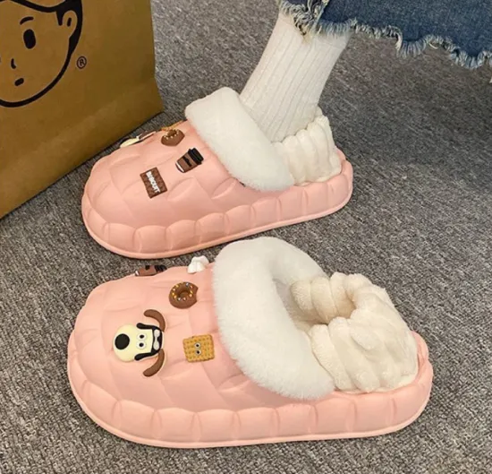 Wholesale Designer Fur Slippers with PUPPY Slides and Charms for Men and Women
