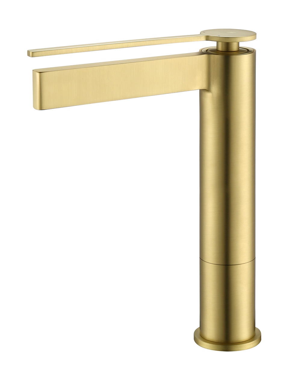Brushed Gold Faucet Easy Installation Deck Mount Hot Cold Water Basin Faucets Mixer Sink Tap Bathroom
