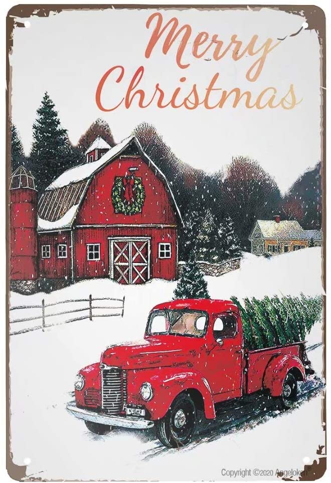 Vintage Tin Sign Merry Christmas