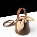 Knotted Bunny Ears Fashionable Bucket Bag with Cowhide