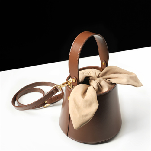 Knotted Bunny Ears Fashionable Bucket Bag with Cowhide