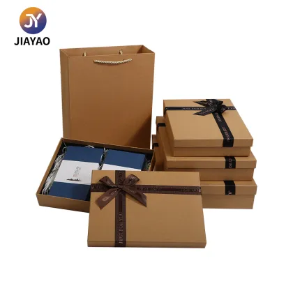 eco-friendly brown bow clothing gift box
