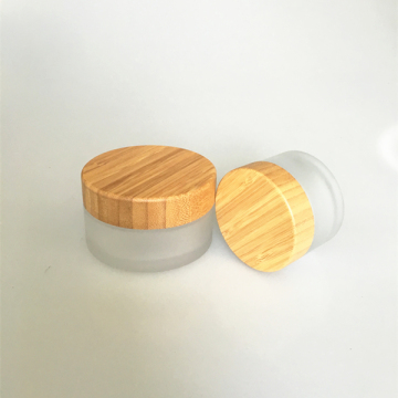 cosmetic cream glass jars with natural bamboo lid