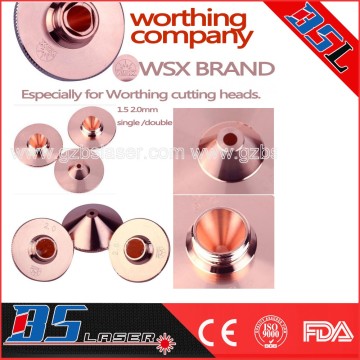 single or dual 1.5mm 2.0mm copper laser nozzle for worthing cutting head