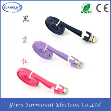 Colorful Universal Flat Charging Micro USB Data Cable For Android Mobile Phone