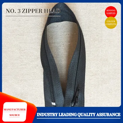 Black nylon strip clothing zipper