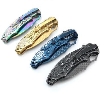 Loong Embossed Fast Open Pocket Knife