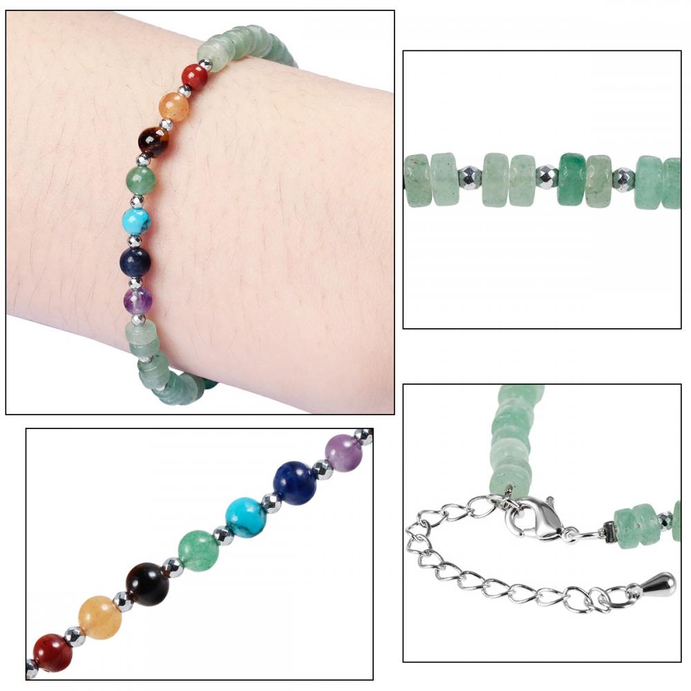 7 Chakra Yoga Méditation Bracelet Reiki guérison Crystal Stone Double couche Perles de pierre précieuse naturelles Brangle pour femmes hommes