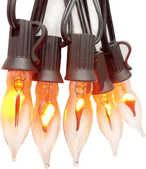 Twinkle Flame 25FT 25 Bulbs Outdoor Christmas C7 Lights for Decor