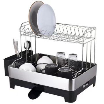 Two Tier Stainless Steel Kitchen Dish Drainer Rack