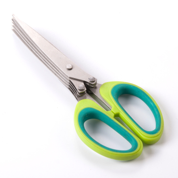Gunting Herb Herb Multi-Layer Stainless Steel dengan sikat pembersihan
