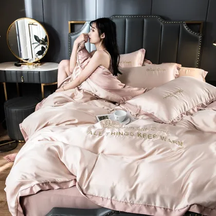 Custom king size luxury mulberry silk sheet set