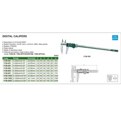 INSIZE 1136-601 Digital Caliper 0 to 600mm