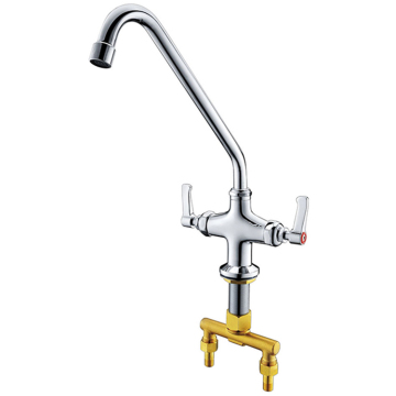 Commercial Kitchen Stainless Steel Deck Faucet with Elevated Swing Nozzle