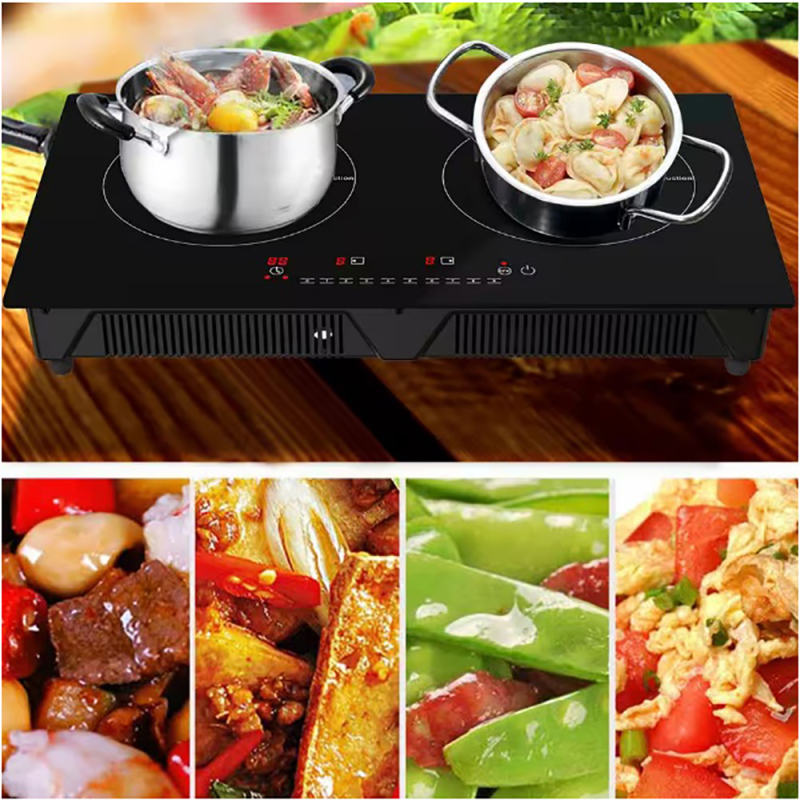 Factory Direct Sales Price Multi-function Energy Saving 7000W High-Power Waterproof Design Double Induction Cooker