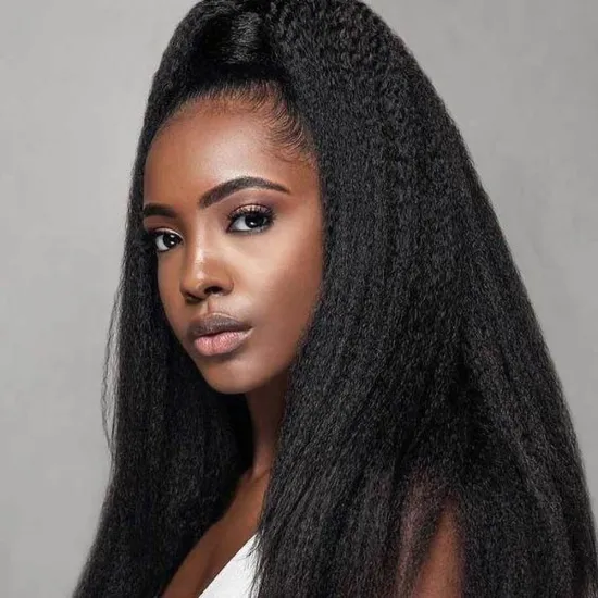 Wholesale 100% Brazilian Mink Human Hair Swiss Lace Frontal Kinky Straight  HD Full Lace Closure Wig With Baby Hair
