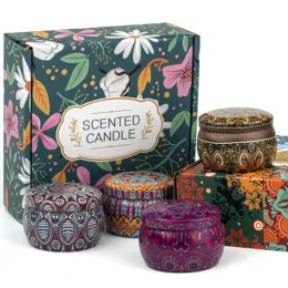 scented dried flower natural soy wax tin candle