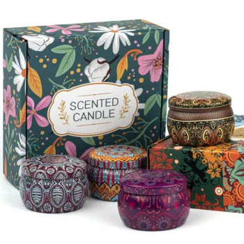 scented dried flower natural soy wax tin candle