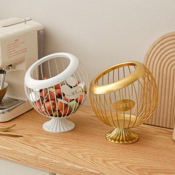 Modern Home Metal Storage Basket - Fruit and Coffee Pod Holder for Kitchen Mugs & Coffee Capsules