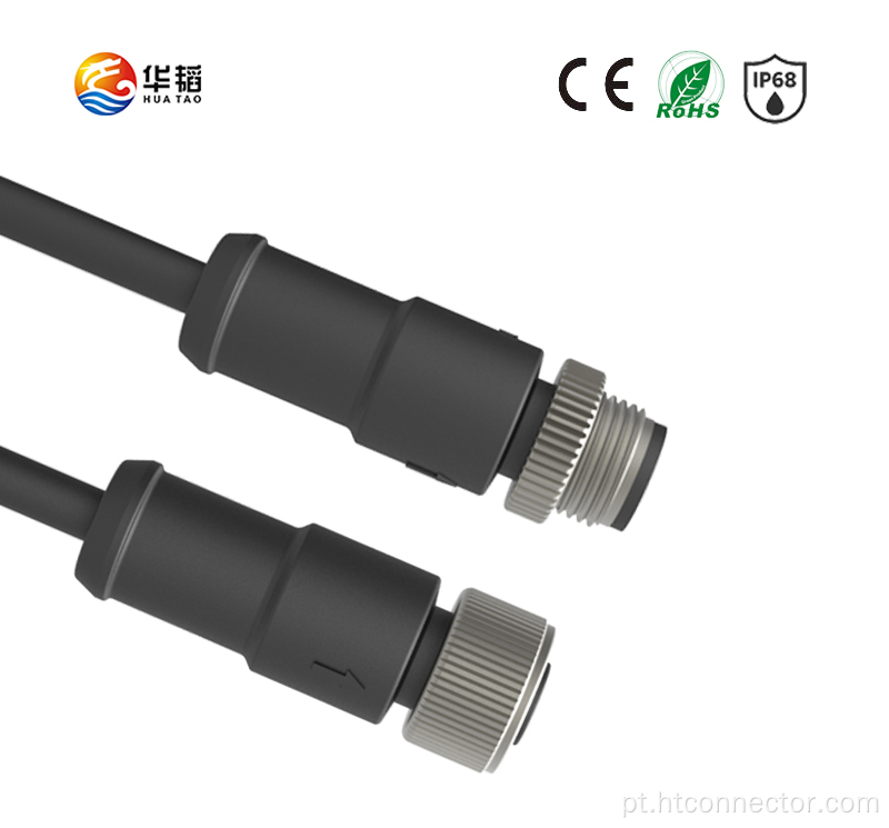 Código M12A 2-8p Conector à prova d'água com porca de metal