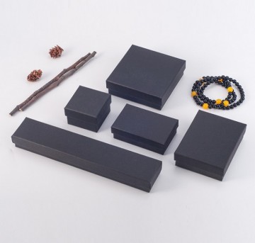 Black jewelry paper box set with black foam