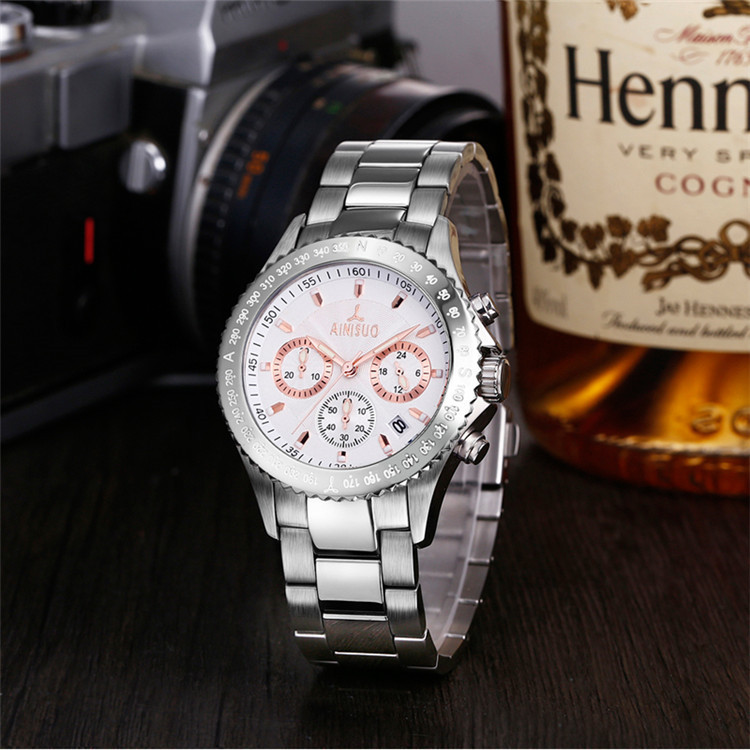 Stainless steel good quality business watch waterproof