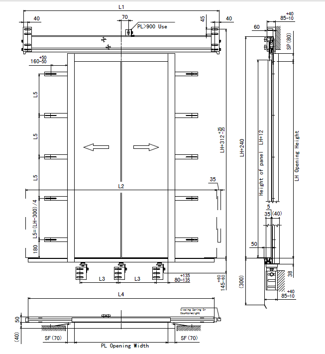 Two Panels Centre Opening Landing Door-drawing