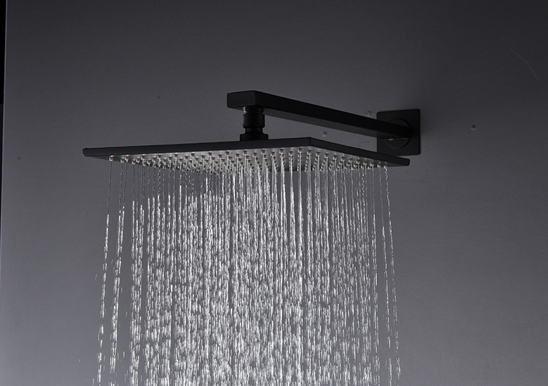 Baño completo cobre caliente mezclador frío lluvia negro ducha de pared oculta