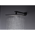 Bathroom full copper hot cold mixer rainfall black concealed wall shower set