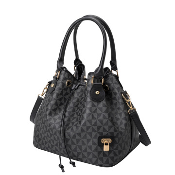 Fashion Geometric Leather Bucket Handbags For Ladies