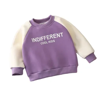 Autumn Winter Unisex Kids Sweatshirt with Printed Velvet Hoodie